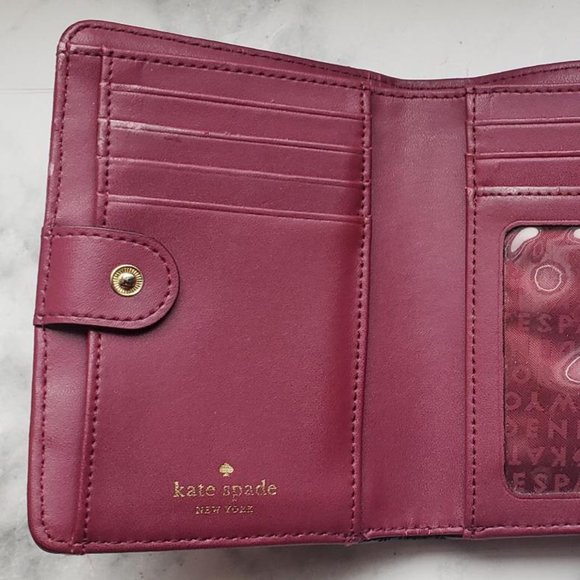 Vintage Purple Burgundy Kate Spade New York Bifold Compact Wallet - Picture 2 of 14